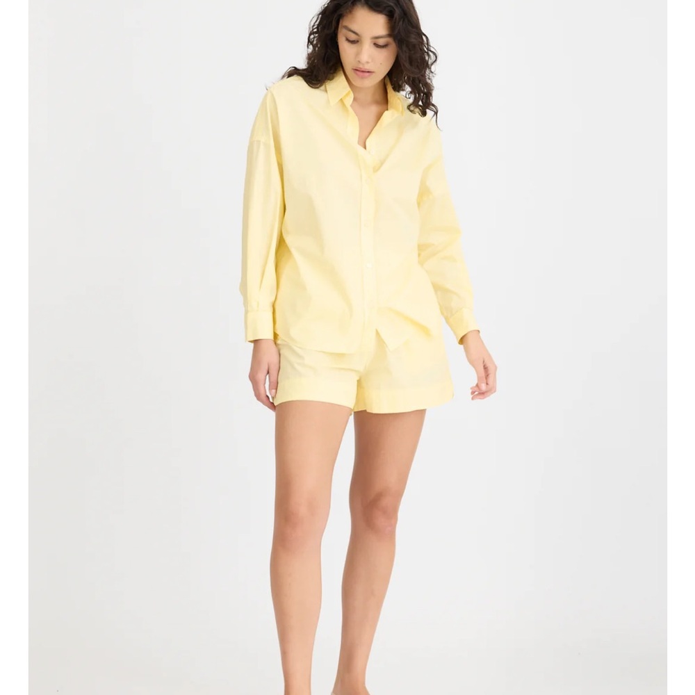 LMND / Light Yellow long sleeve Button-Up Shirt & Shorts Set - Cotton - Small - Picture 3 of 11